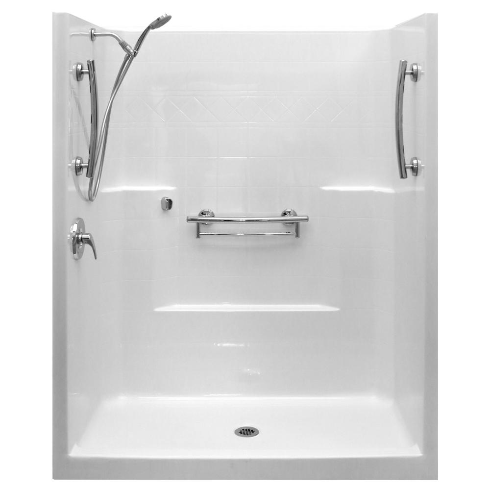 Ella ImperialSA 33 in. x 60 in. x 77 in. 1Piece Low Threshold Shower Stall Package in White
