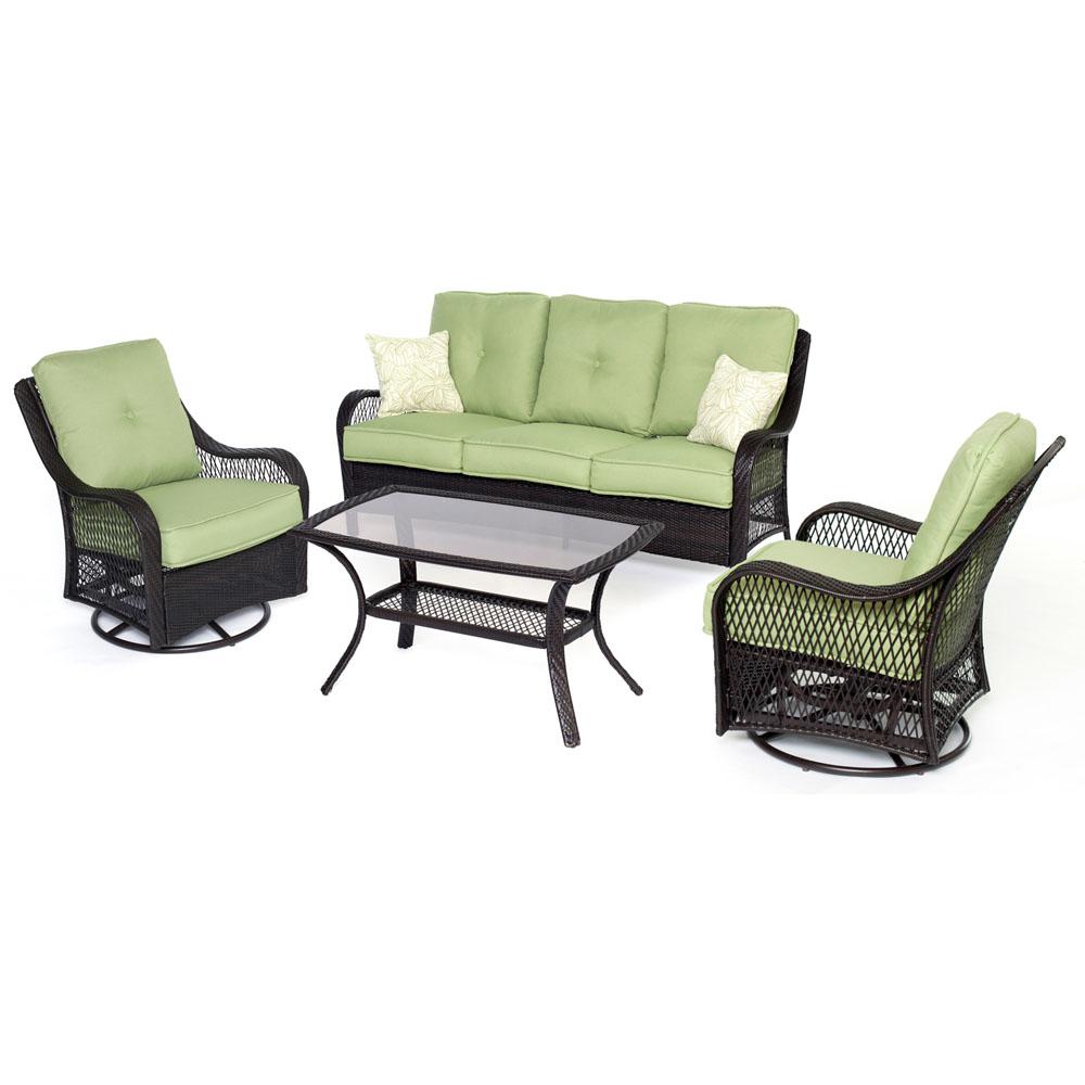 Hanover Orleans 4Piece Aluminum Patio Seating Set with Avocado