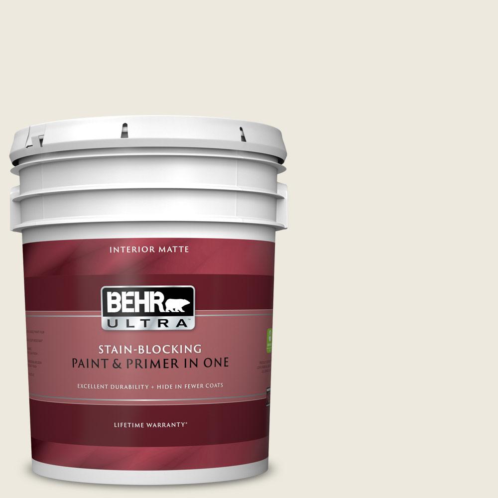 Behr Ultra 5 Gal 720c 1 White Truffle Matte Interior Paint And Primer In One