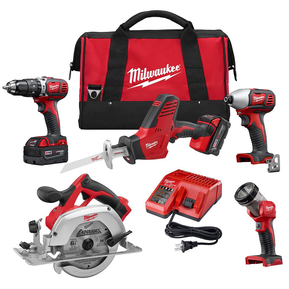 M18 18-Volt Lithium-Ion Cordless Combo Tool Kit (5-Tool) with Two 3.0Ah Batteries, One Charger, One Tool Bag