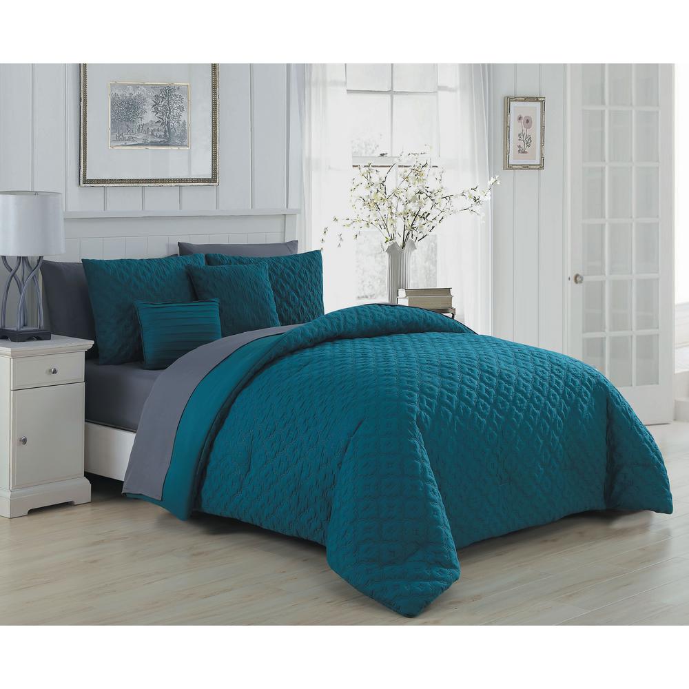 Avondale Manor Minnie 9 Piece Teal And Charcoal Queen Comforter Set Minnie 9 Piece Teal And Charcoal Queen Comforter Set