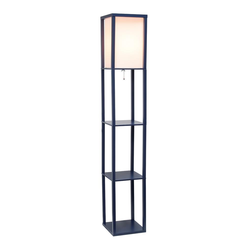 Simple Designs 63 3 In Etagere Navy, Corner Floor Lamp With Shelves