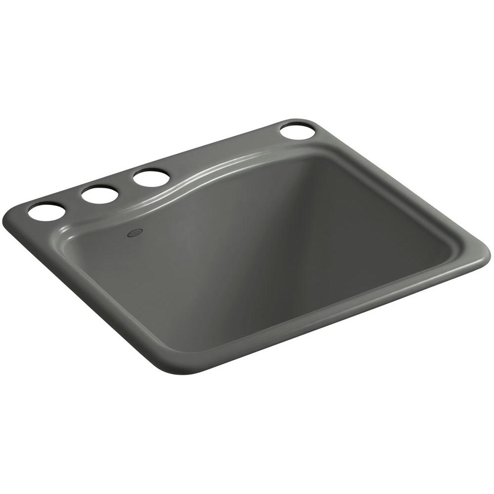 KOHLER River Falls 22 In X 25 In Cast Iron Utility Sink In Thunder   Thunder Grey Kohler Utility Sinks K 6657 4u 58 64 1000 