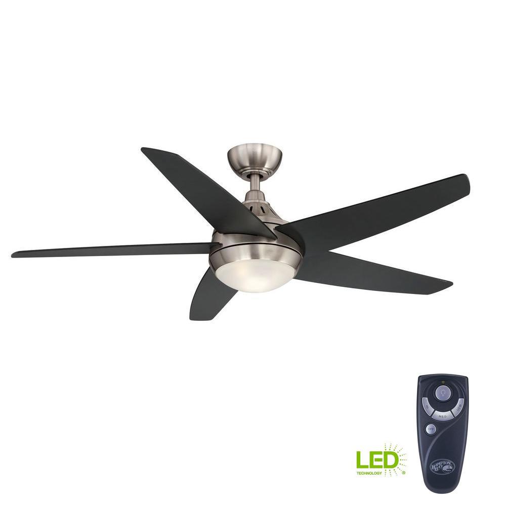 Hampton Bay Ceiling Fan Light Kits Home Depot Fans Hampton Bay Etris 52 In Led Indoor Brushed Nickel Ceilin