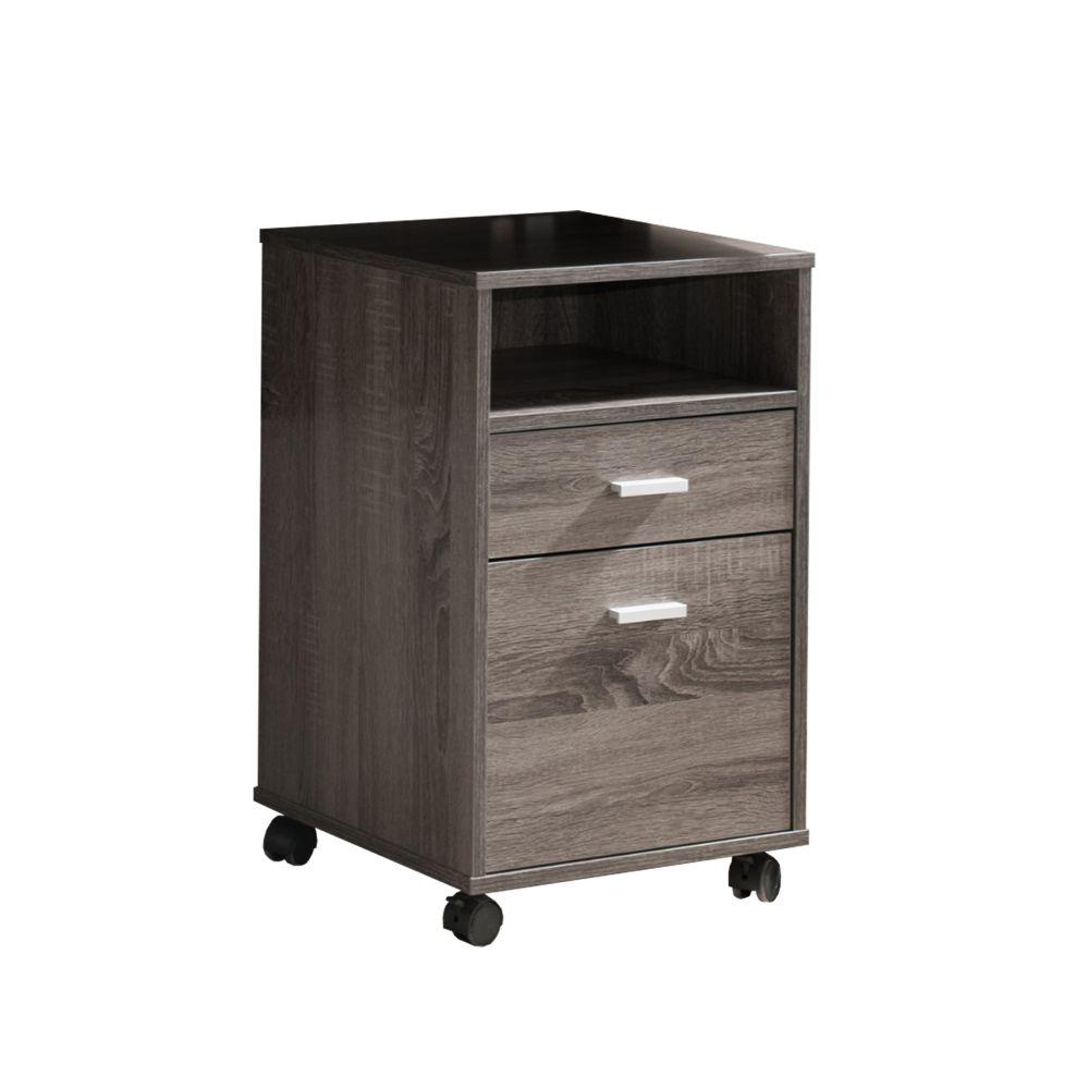 Benzara On Wheels Gray File Cabinet With One Shelf Bm148856 The Home Depot