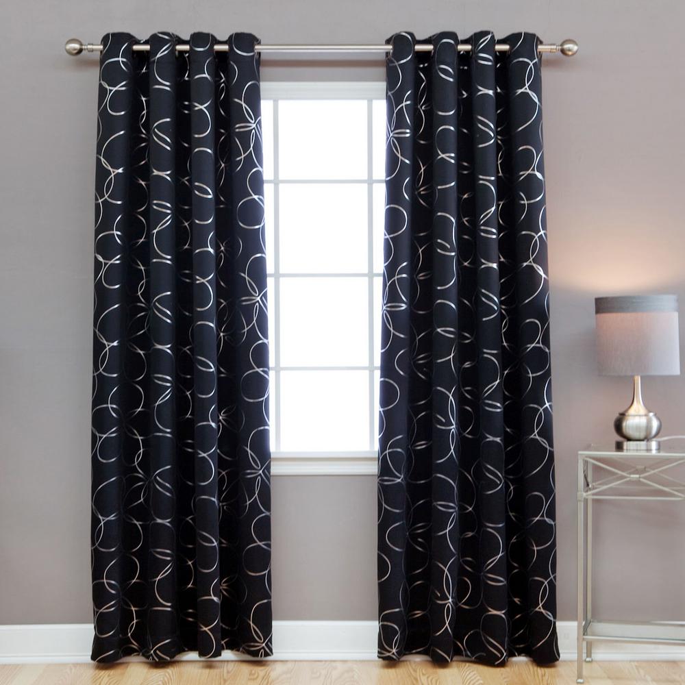 Floral Polyester Black Curtains Drapes Window Treatments
