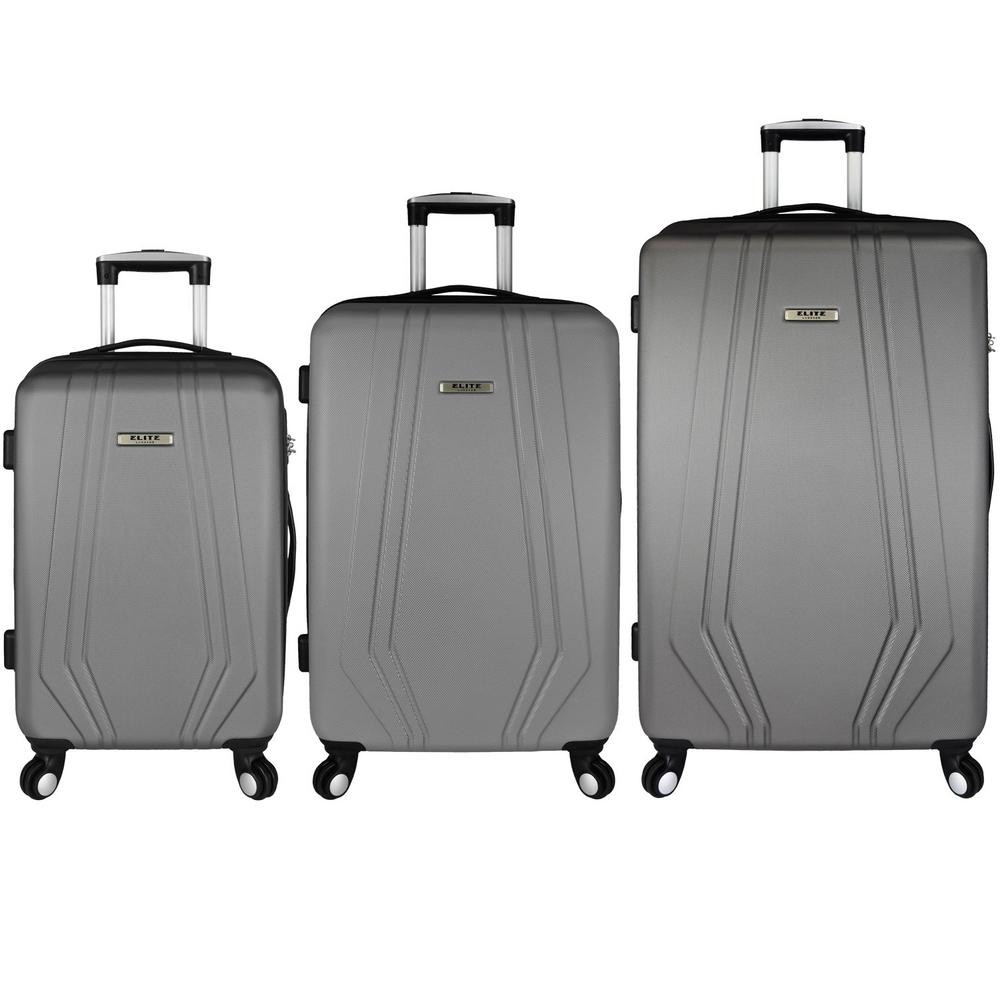 Elite Luggage Paris 3Piece Hardside Spinner Luggage Set, GreyEL09076G