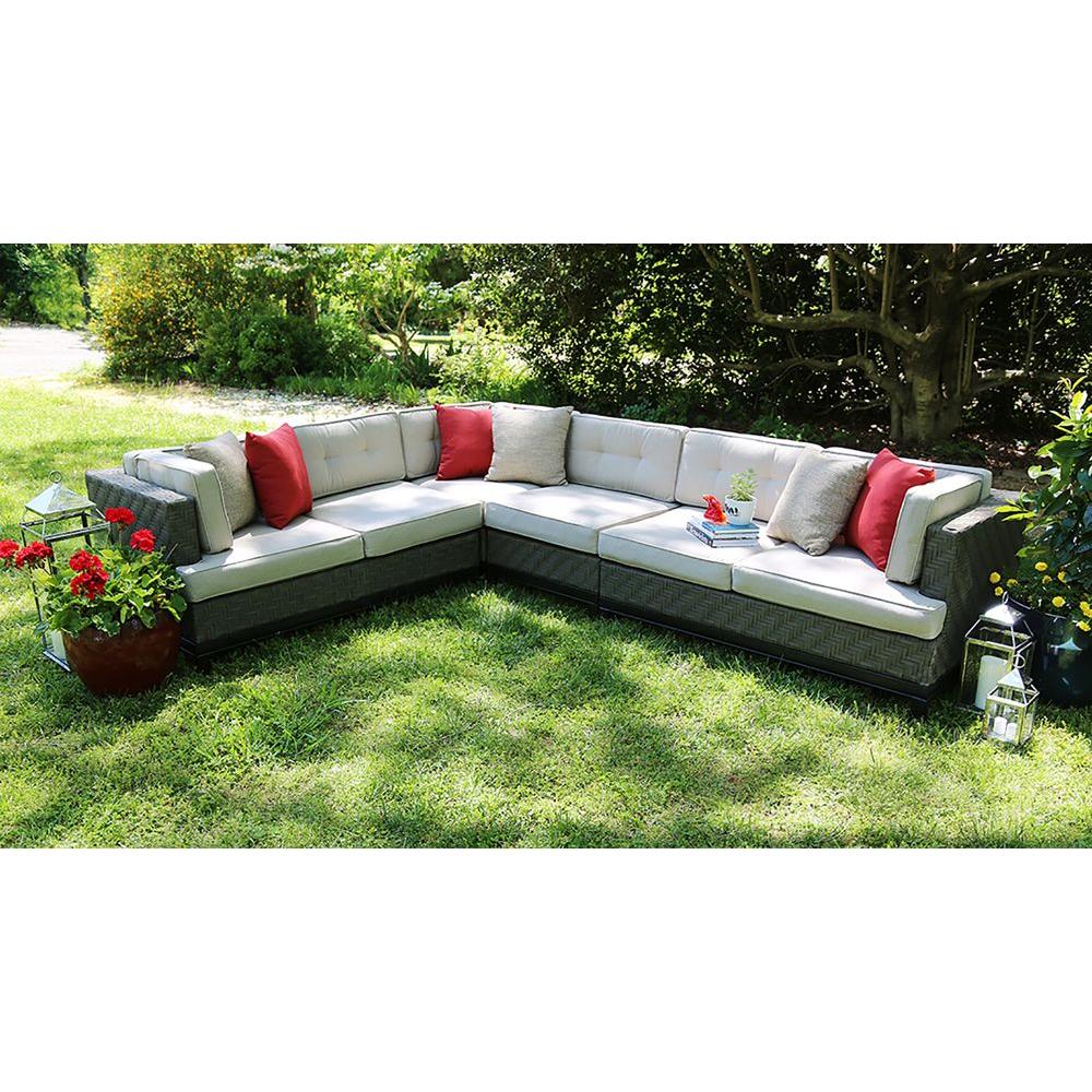 AE Outdoor Camilla 4Piece AllWeather Wicker Patio Sectional with