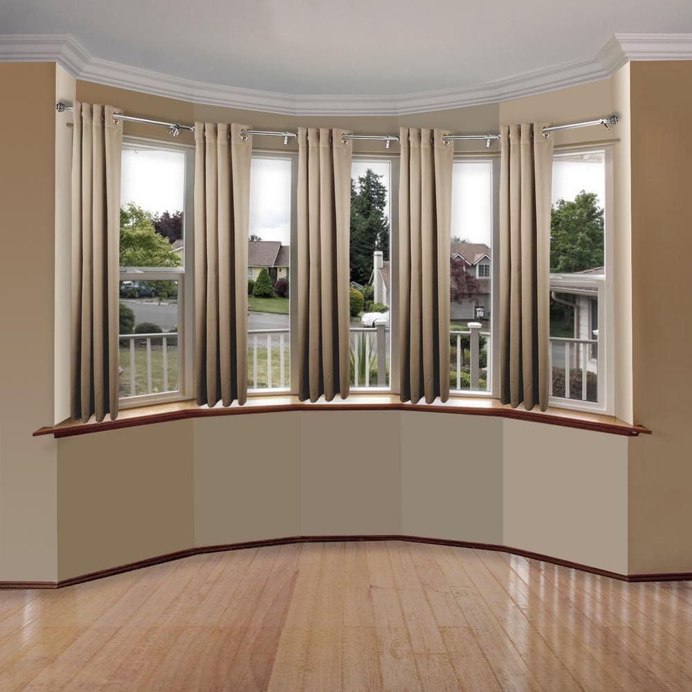 Emoh 13 16 Dia Adjustable 5 Sided Bay Window Curtain Rod 28 To 48