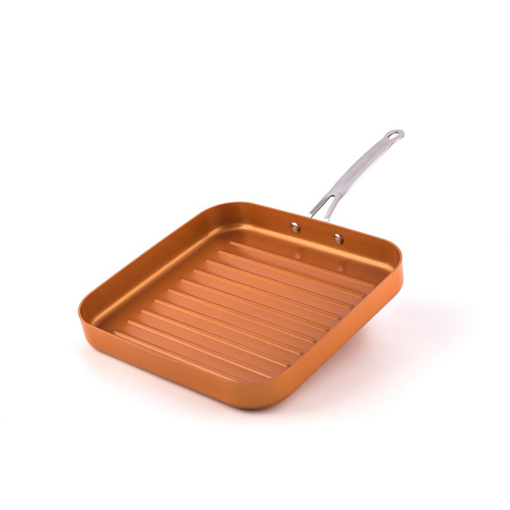 The Original Copper Pan 11 in. NonStick Deep Square Grill Pan62602 The Home Depot