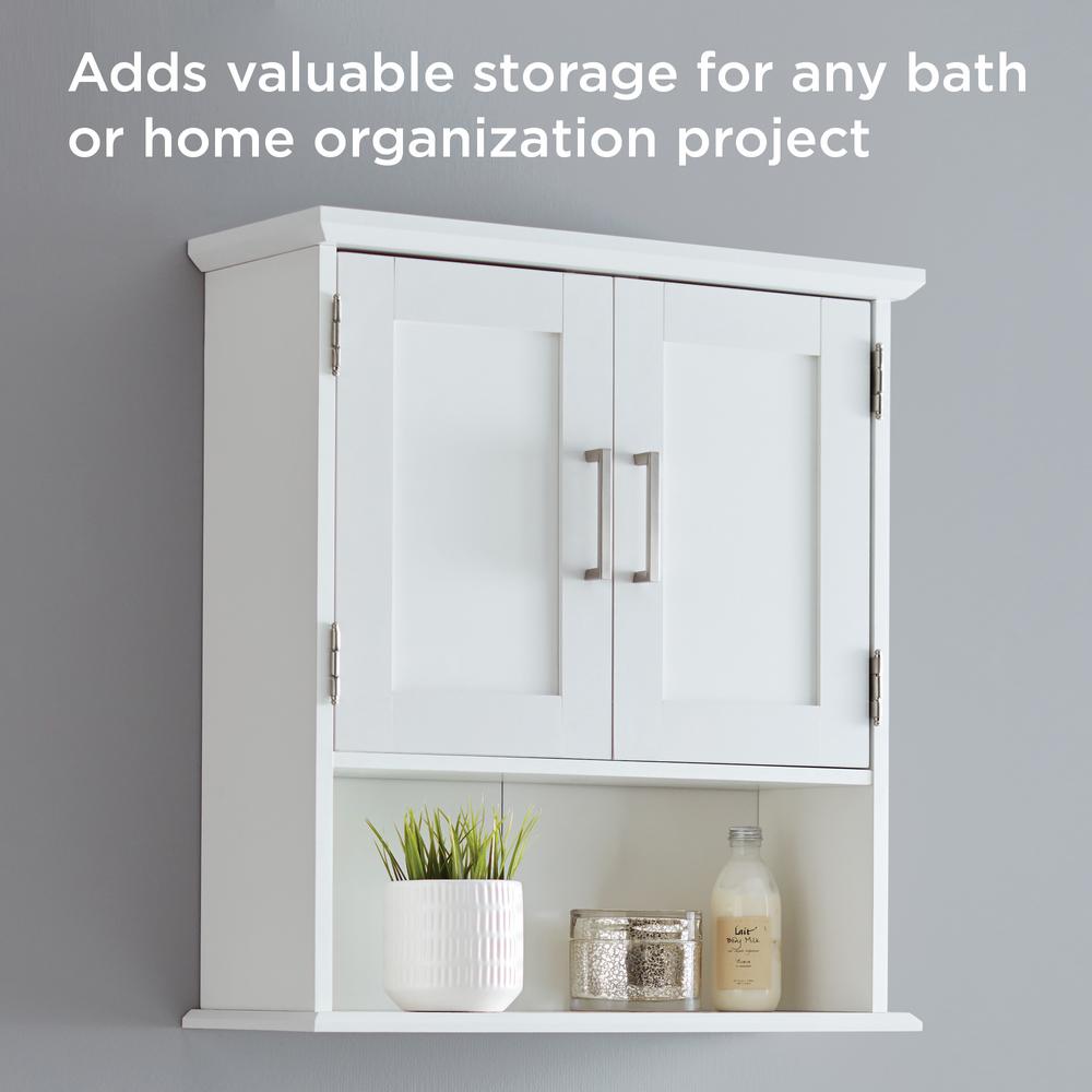 Glacier Bay Shaker Style 23 In W Wall Cabinet With Open Shelf White 5318wwhd The Home Depot Glacier Bay Shaker Style 23 In W Wall, Bathroom Wall Cabinet White Shaker