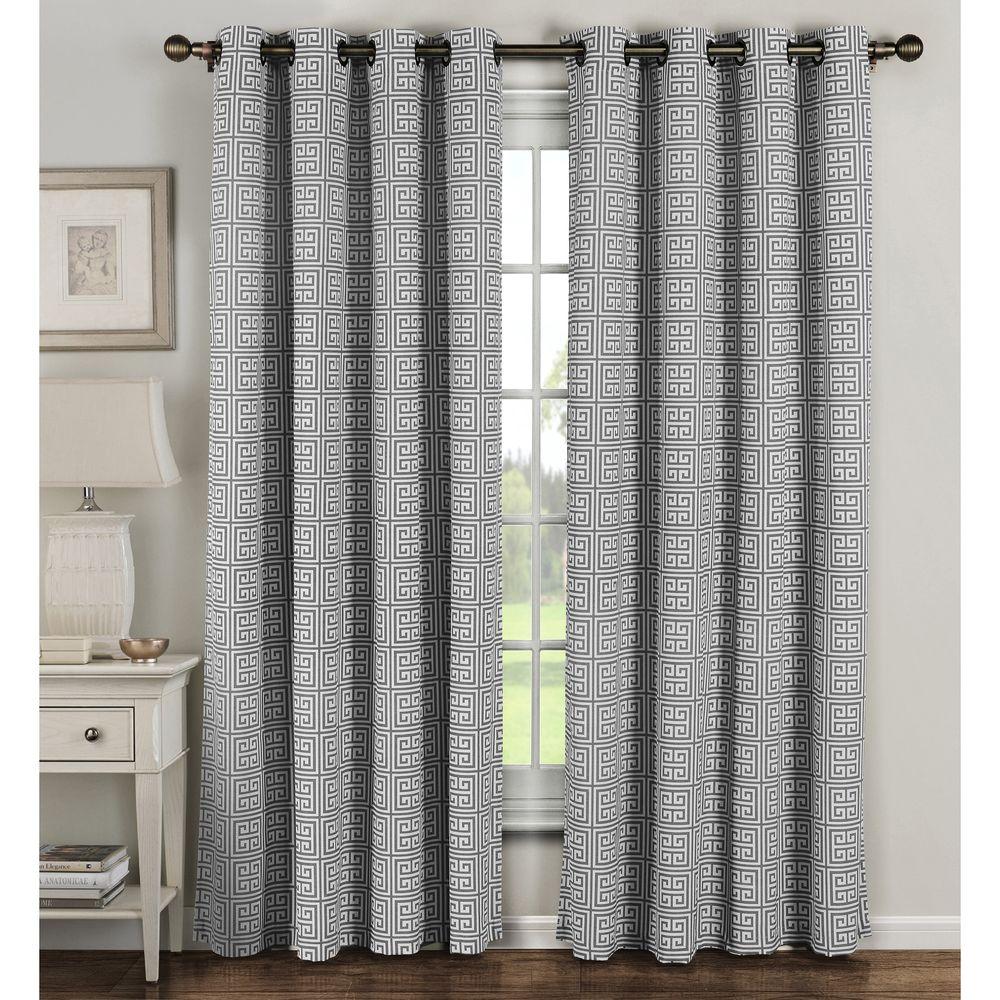Window Elements Semi Opaque Greek Key Cotton Blend Extra Wide 84