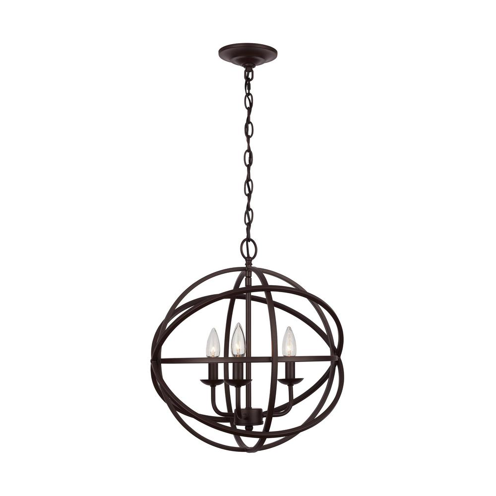 Home Decorators Collection Sarolta Sands 3-Light Bronze Orb Chandelier