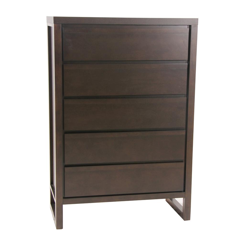 Progressive Furniture Athena 5 Drawer Dark Chocolate Chest P109 14