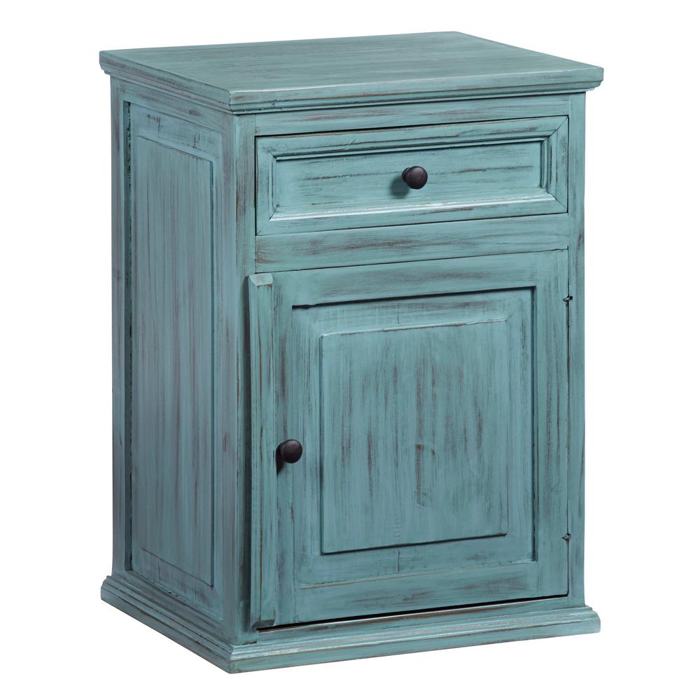 Progressive Furniture Liza 1 Drawer Antique Turquoise Nightstand A718 69 The Home Depot