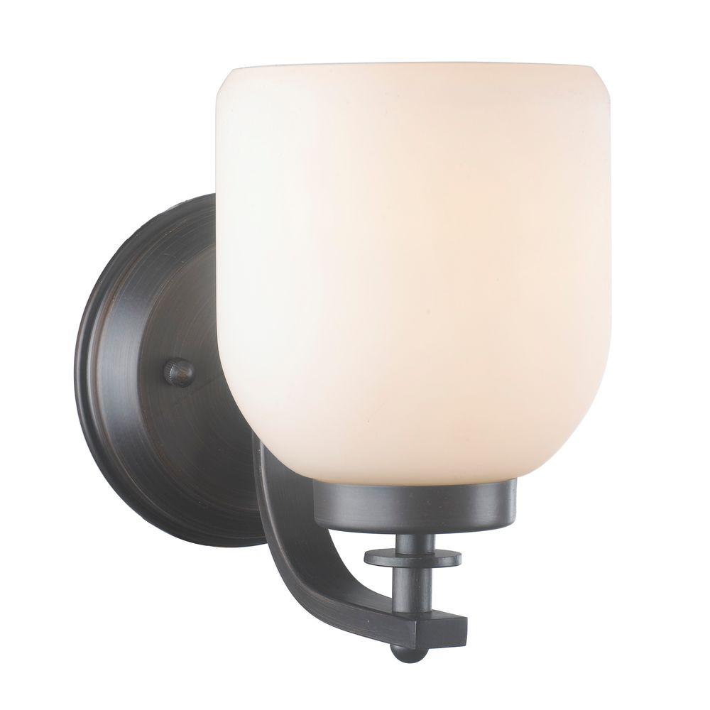 1 Light Oil Rubbed Bronze Sconce With White Frosted Gl Shade 1 Light Oil Rubbed Bronze Sconce With White Frosted Gl Shade