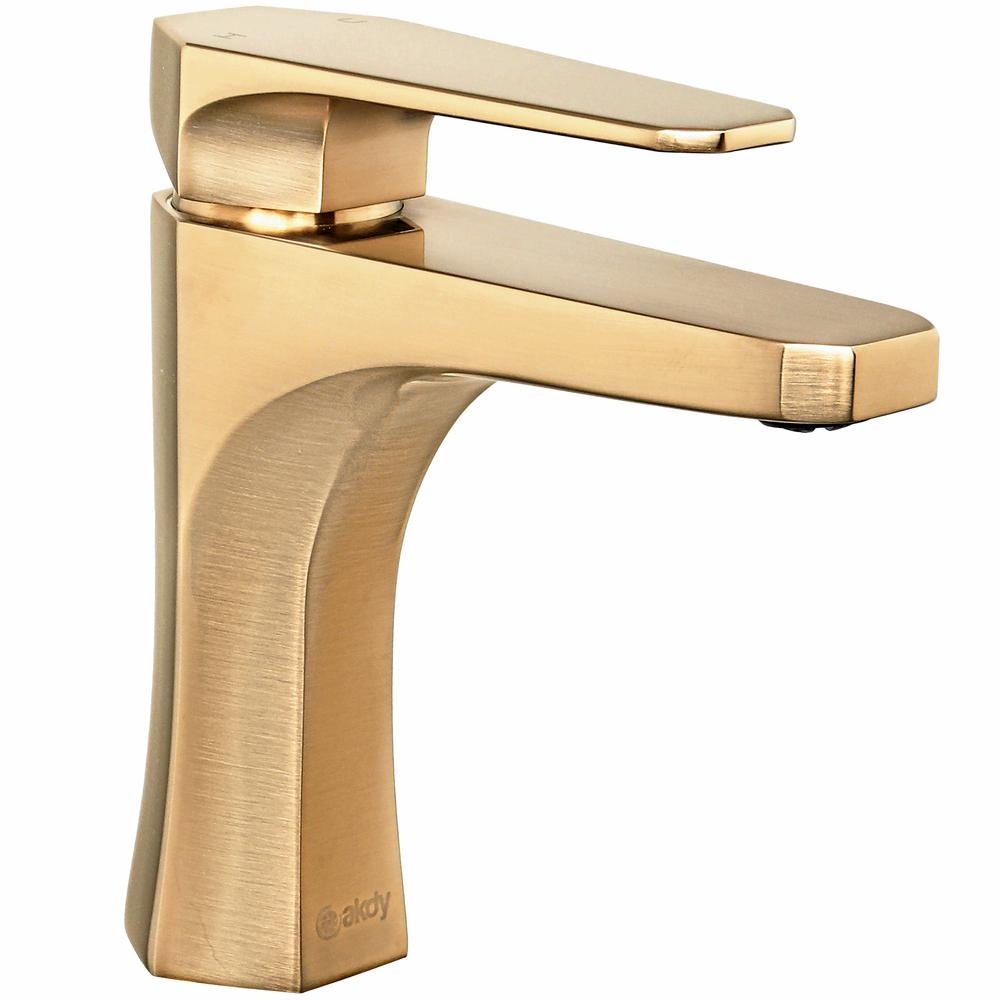 AKDY Single Hole Single-Handle Bathroom Faucet in Brushed Gold