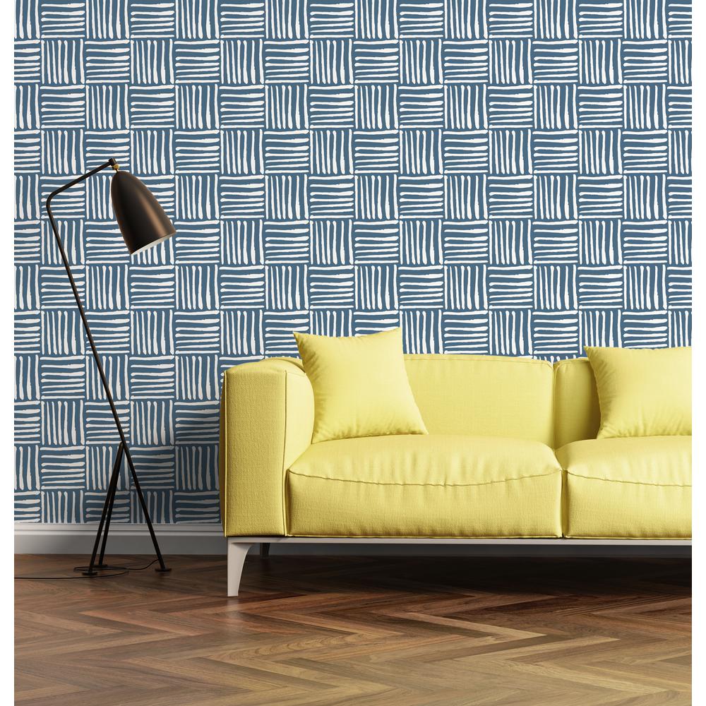 Mitchell Black Nomad Collection Hatch in Coastal Blue Removable and Repositionable Wallpaper