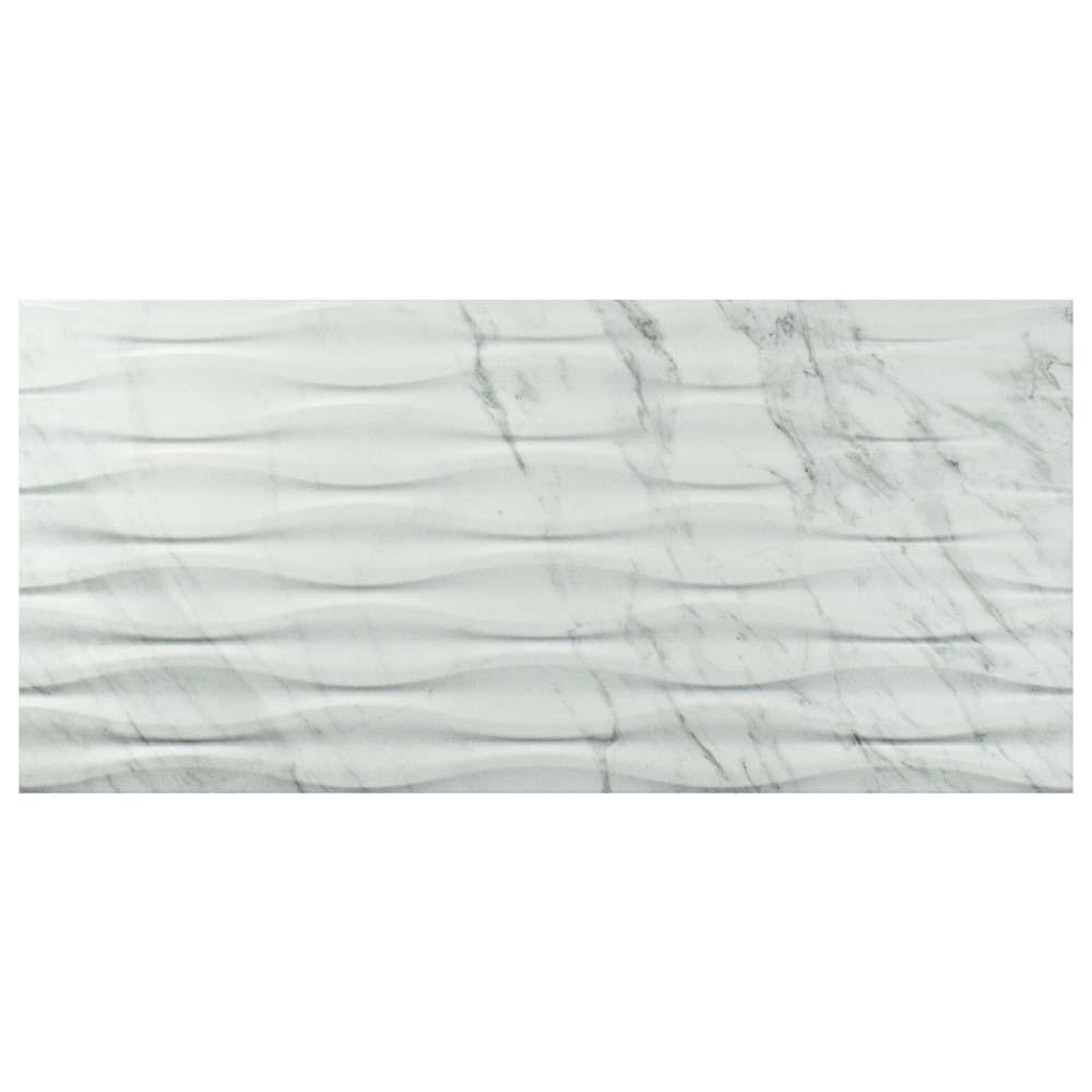 Merola Tile Eterno Carrara Wave 12 7 8 In X 25 5 Porcelain Eterno Carrara Wave 12 7 8 In X 25 5 Porcelain Wall Tile 11 79 Sq Ft Case