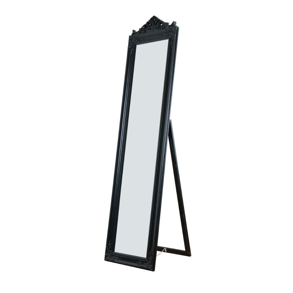 Benjara Cecilia Black Full Length Standing Mirror with Decorative