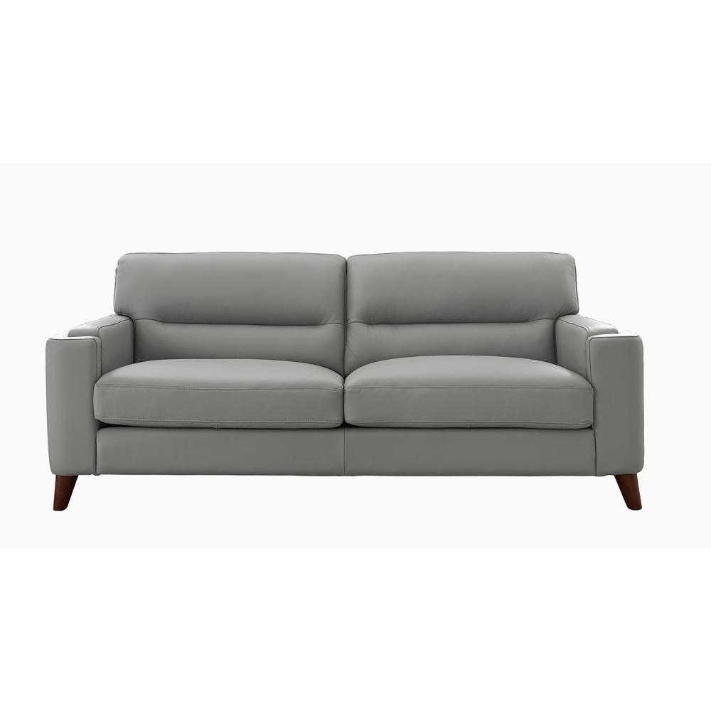 Hydeline Elm 87 in. Gray Leather 2-Seater Lawson Sofa with Removable ...
