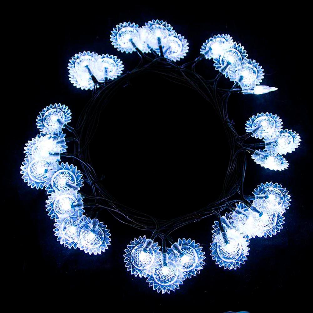 Aleko 30 Led White Sunflower String Solar Lights Sl30ledsun Hd The Aleko 30 Led White Sunflower String Solar Lights