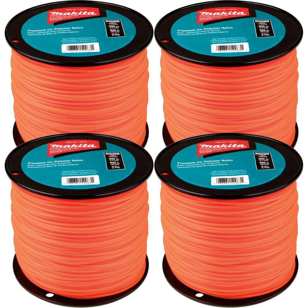 Makita 3 lbs. 0.095 in. x 840 ft. Round Trimmer Line in Orange (4Pack