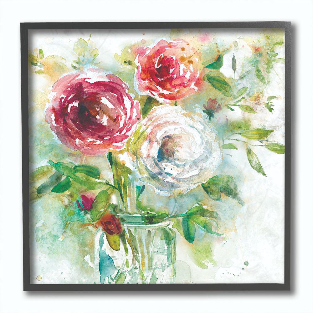 Pinnacle Blooms In Mason Jar Floral Canvas Wall Art 1711 3406 The Home Depot