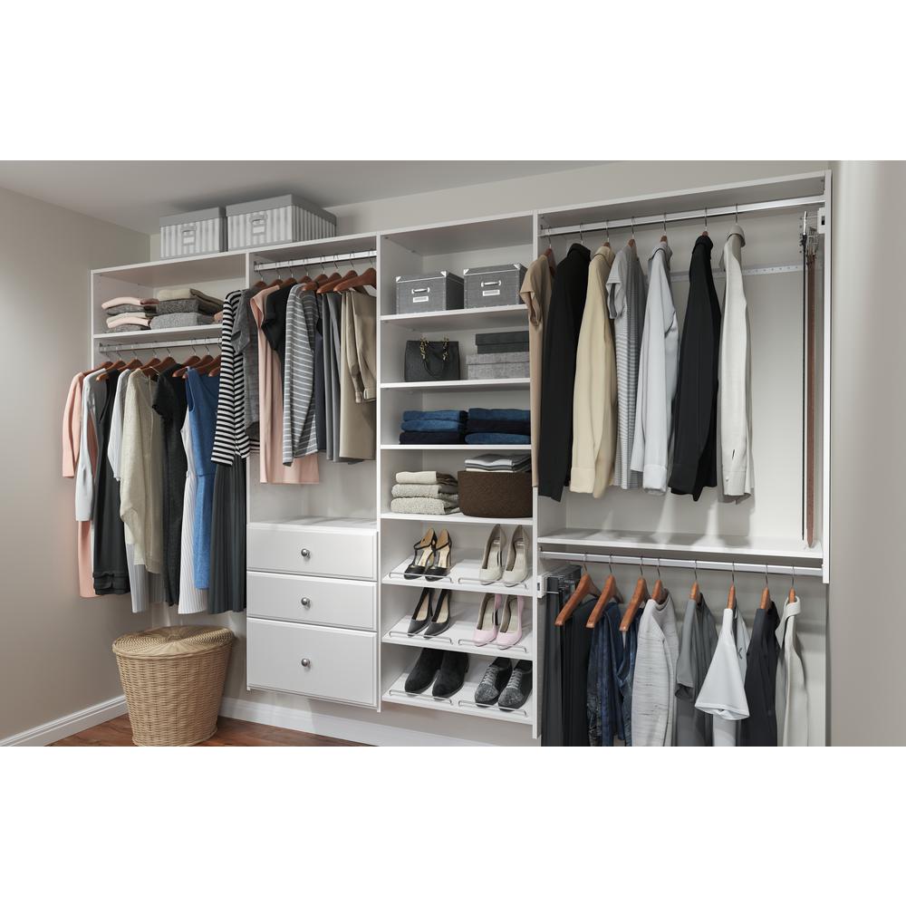 Closet Evolution Dual Tower 96 In W 120 In W Classic White Wood Closet System Wh34 The Home Depot