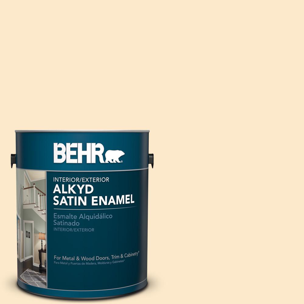 BEHR 1 gal. #YL-W2 Spanish Lace Satin Enamel Alkyd Interior ... BEHR 1 gal. #YL-W2 Spanish Lace Satin Enamel Alkyd Interior ...