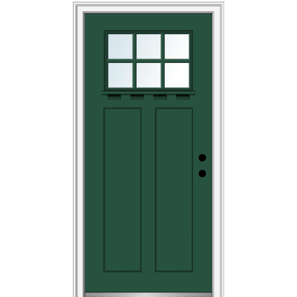 Mmi Door 32 In X 80 In Clear Lowe Glass 6 Lite Hunter Green