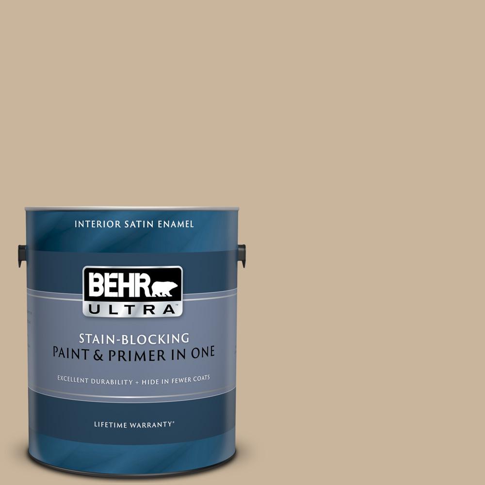BEHR ULTRA 1 gal. PPU407 Mushroom Bisque Satin Enamel Interior Paint