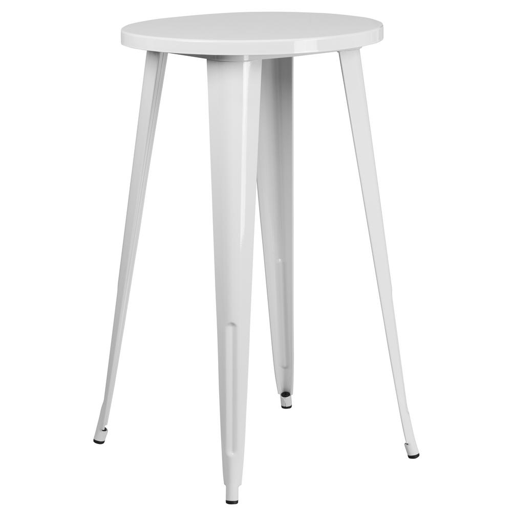 Flash Furniture White Round Metal Outdoor Bistro Table Ch5108040wh Flash Furniture White Round Metal Outdoor Bistro Table