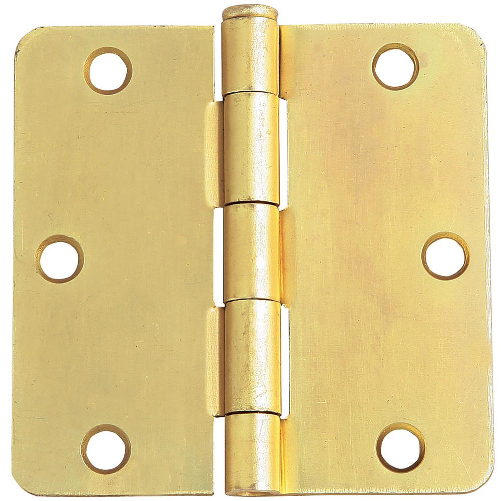 Design House 3-1/2 in. x 1/4 in. Radius Satin Brass Door Hinge Value ...