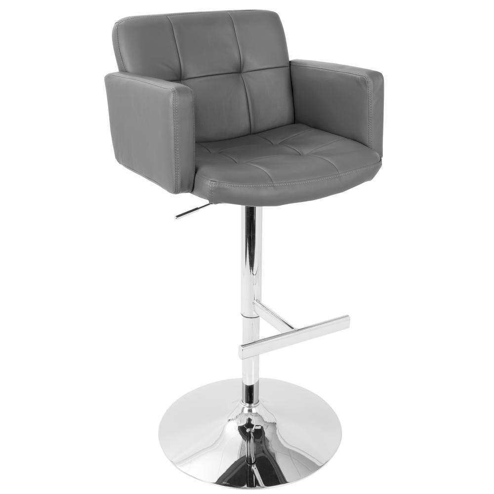 Lumisource Stout Chrome and Grey Faux Leather Adjustable ...