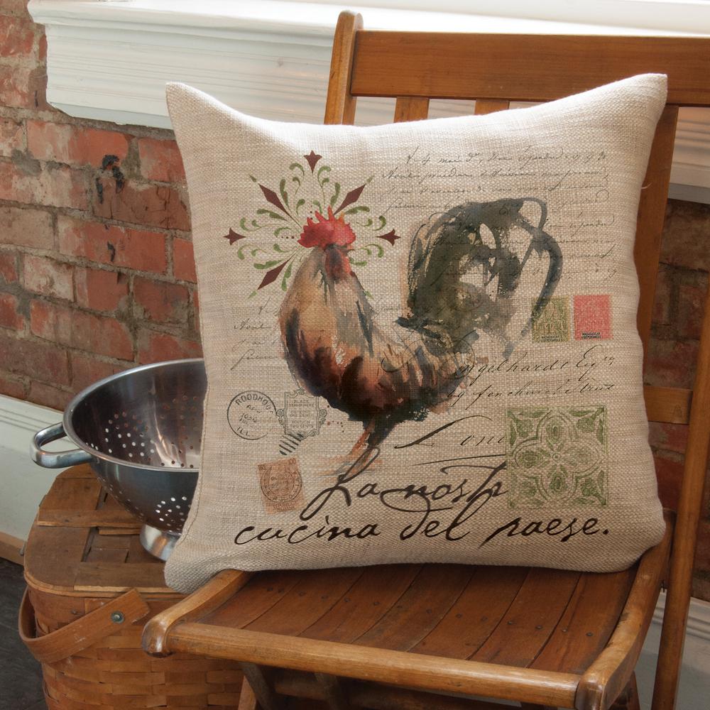 Heritage Lace Rooster Run Natural Animal Print Polyester 18 In X