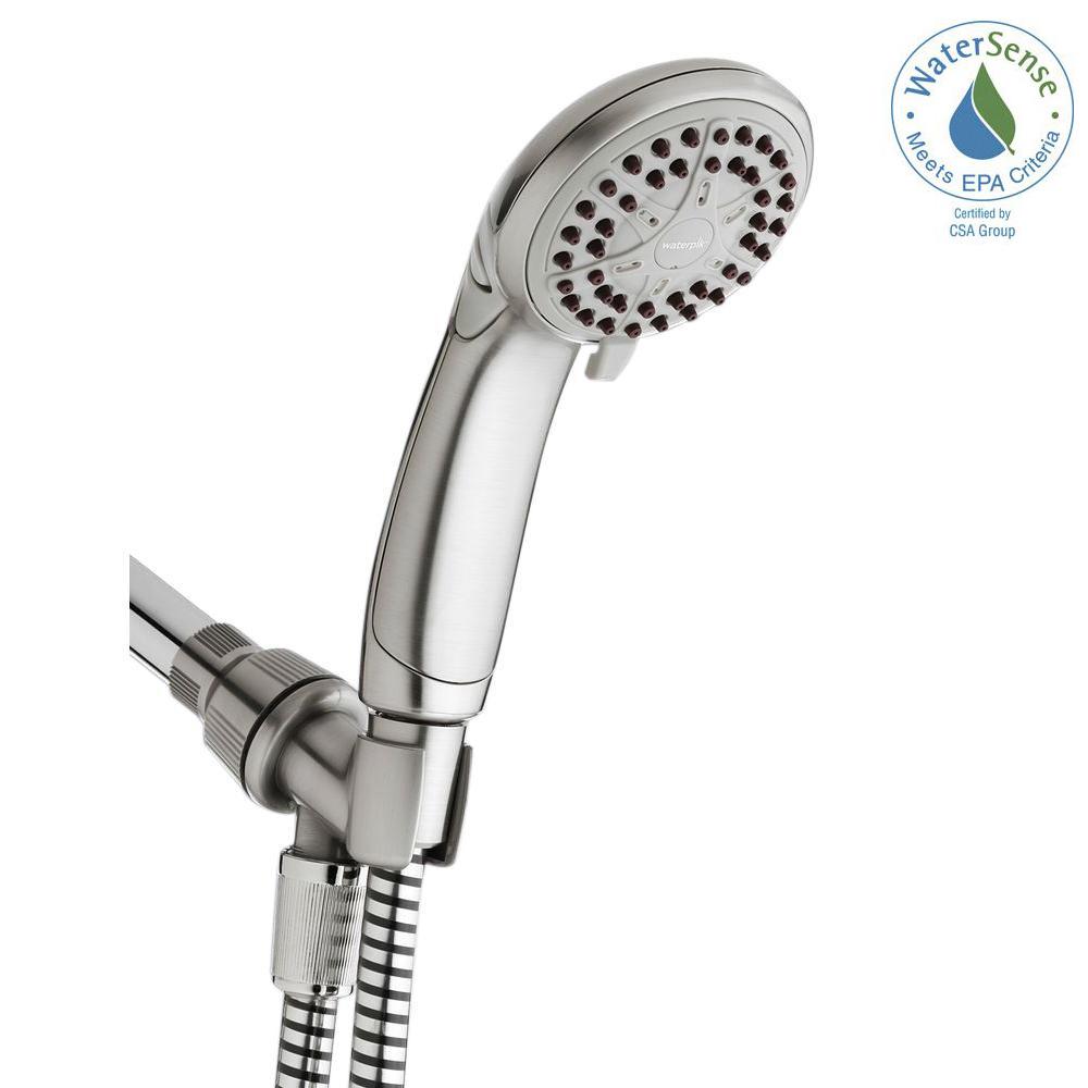 Waterpik Ecoflow 3 Setting Spray Hand Shower In Brushed Nickel Vbe Waterpik Ecoflow 3 Setting Spray Hand Shower In Brushed Nickel