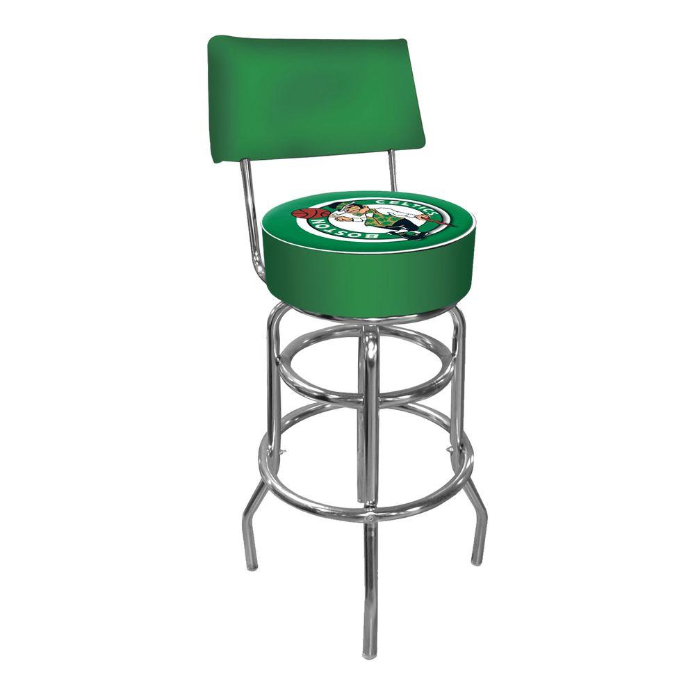 Trademark Boston Celtics Nba 30 In Chrome Padded Swivel Bar Stool Nba1100 Bc The Home Depot