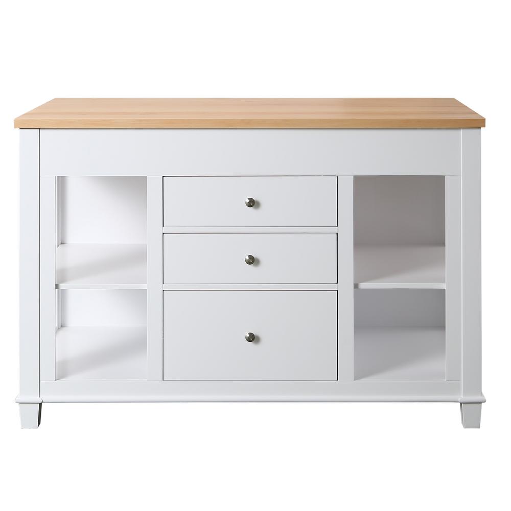 Design Element Medley White Kitchen Island With Slide Out Table Kd 01 W The Home Depot