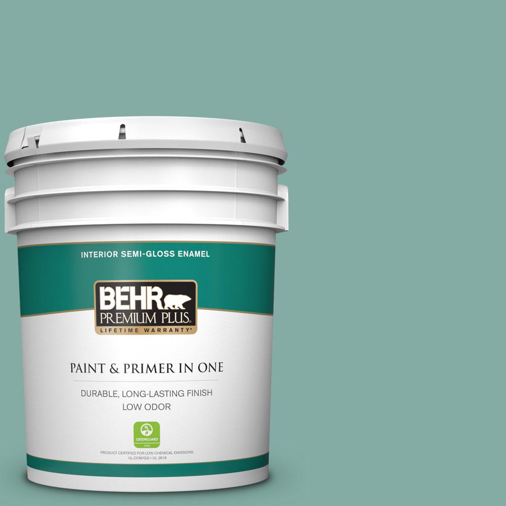 BEHR Premium Plus 5 gal. #M440-4 Summer Dragonfly Semi-Gloss Enamel Low Odor Interior Paint and ...
