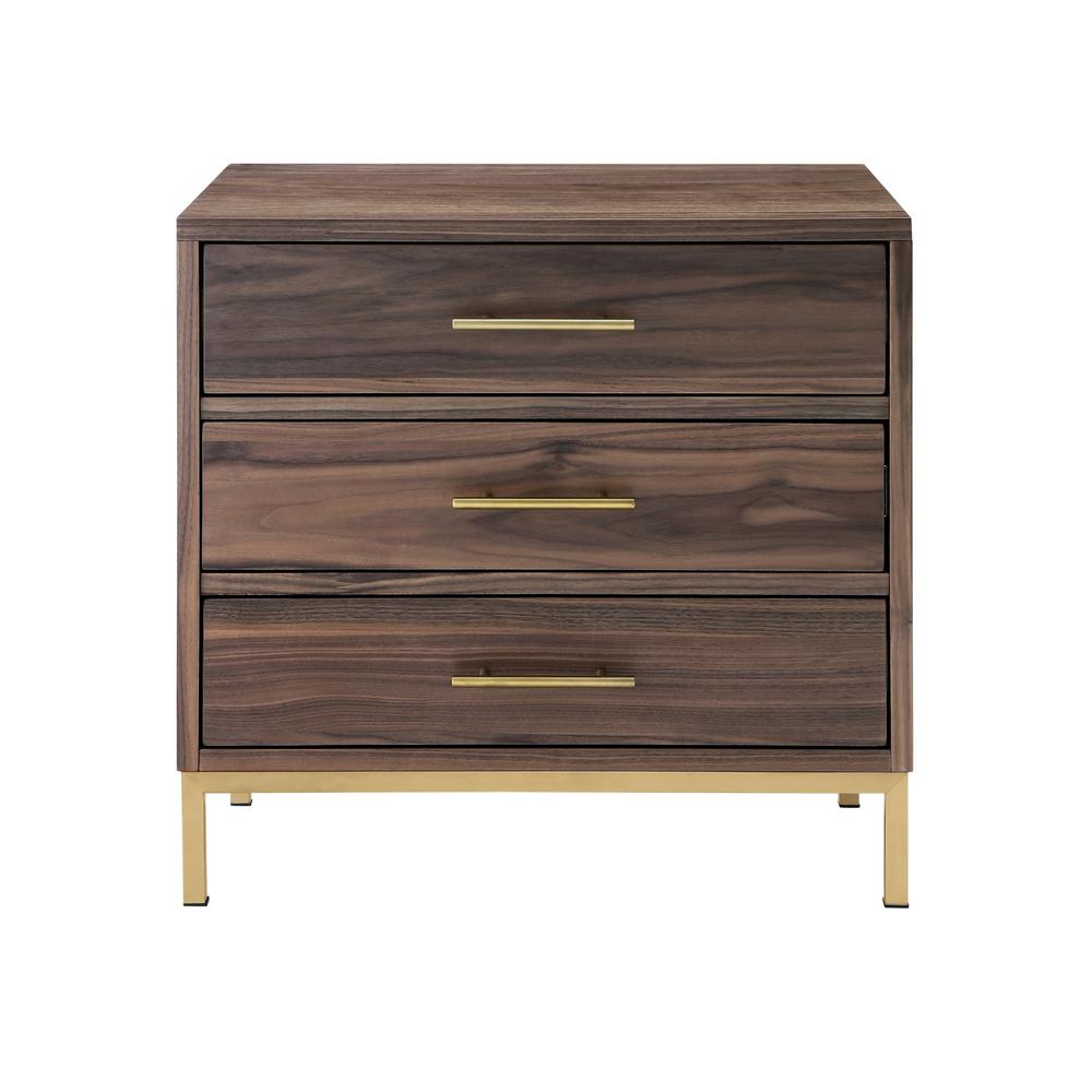 Nicole Miller Gekktor Modern Walnut Gold End Table Metal Leg Nightstand Nst155 09wt Hd The Home Depot