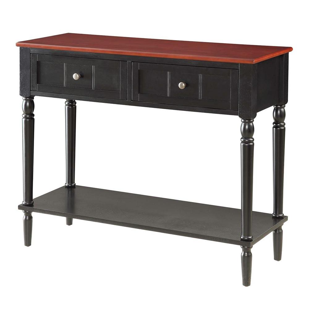 Convenience Concepts French Country Dark Walnut and Black 2Drawer Hall