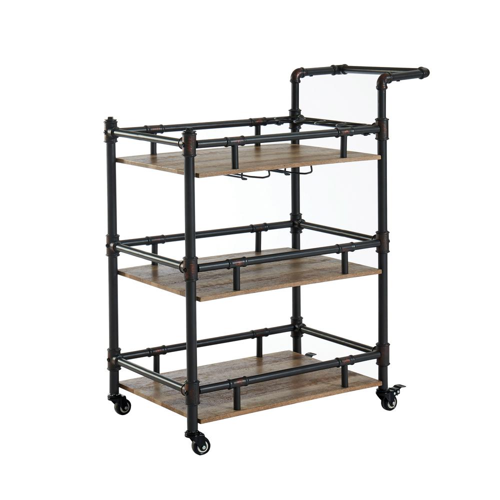Furniture Of America Griffin Sand Black Serving Cart With A Furniture Of America Griffin Sand Black Serving Cart With A