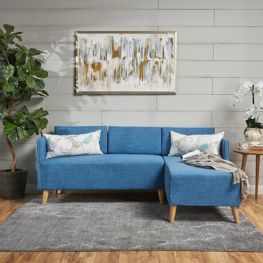 Noble House 2Piece Muted Blue Fabric Sectional 301458 The Home Depot