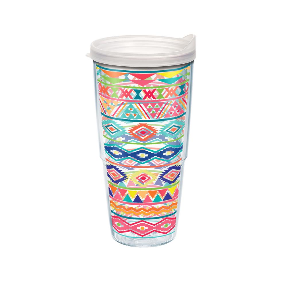 Tervis Bright Aztec Pattern 24 Oz Double Walled Insulated Tumbler Tervis Bright Aztec Pattern 24 Oz Double Walled Insulated Tumbler With Travel Lid