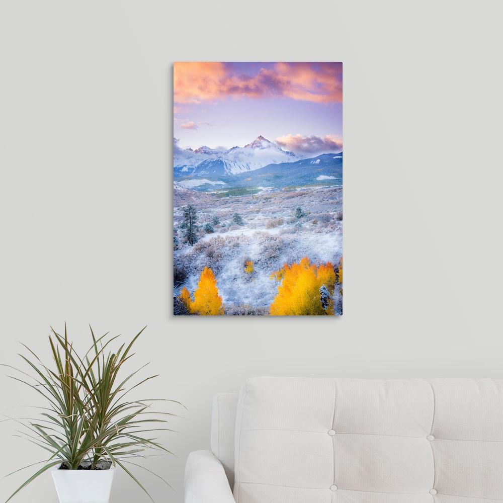 Greatbigcanvas Sunrise And Clouds Light Up At Sunrise With Fall Color Mount Sneff By Joseph Roybal Canvas Wall Art 2034327 24 16x24 The Home Depot