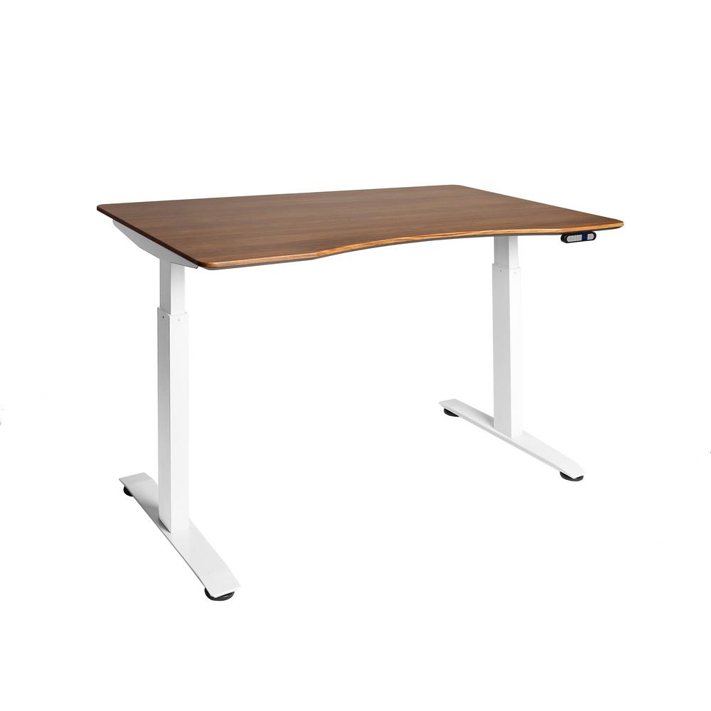 Seville Classics Airlift White Base with Walnut Ergo Table Top S2 Electric... by Seville Classics