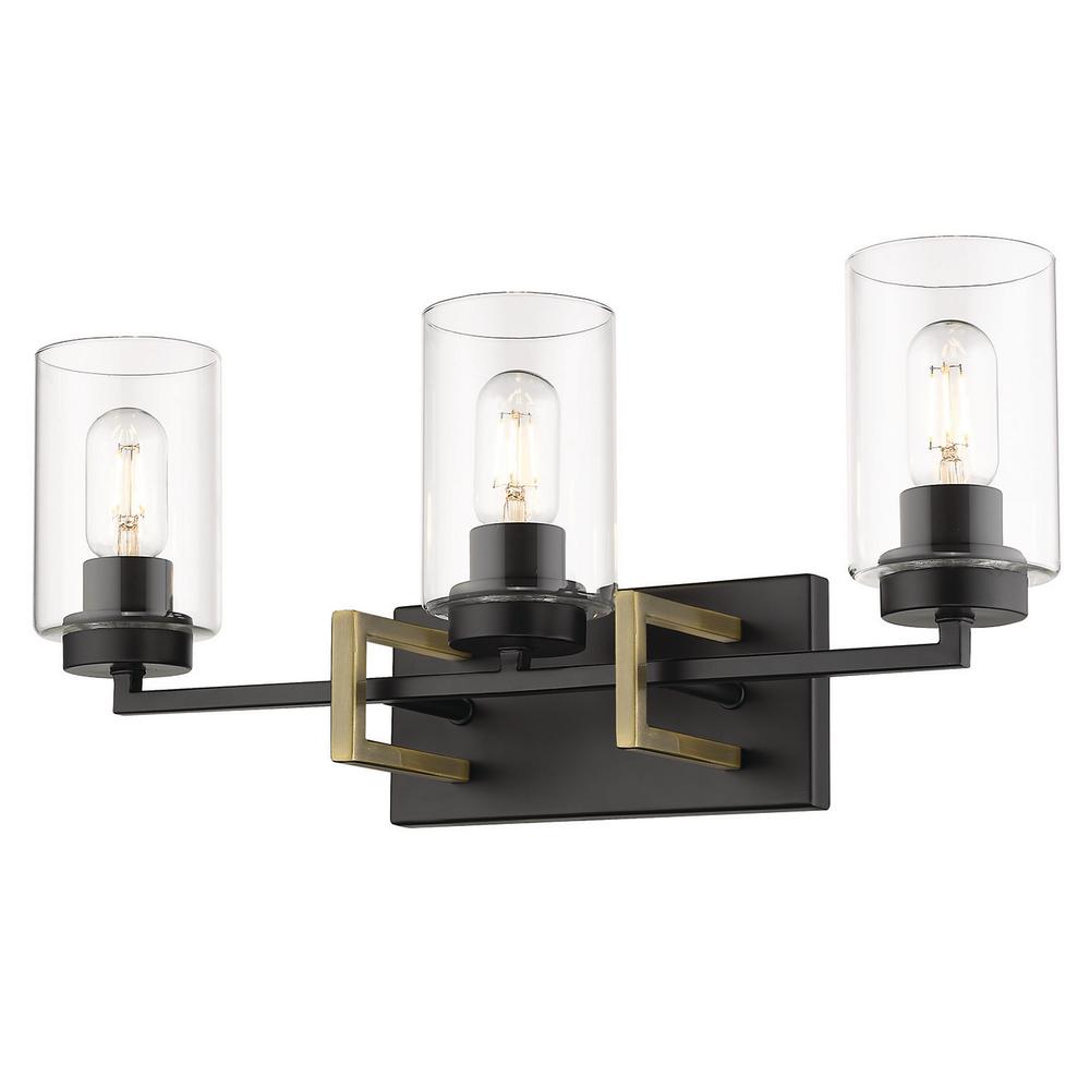 gold and black vanity light