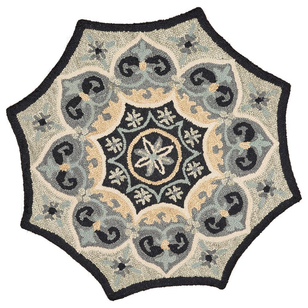 LR Resources Dazzle Charcoal / Grey 4 ft. x 4 ft. Indoor Spade Octagon