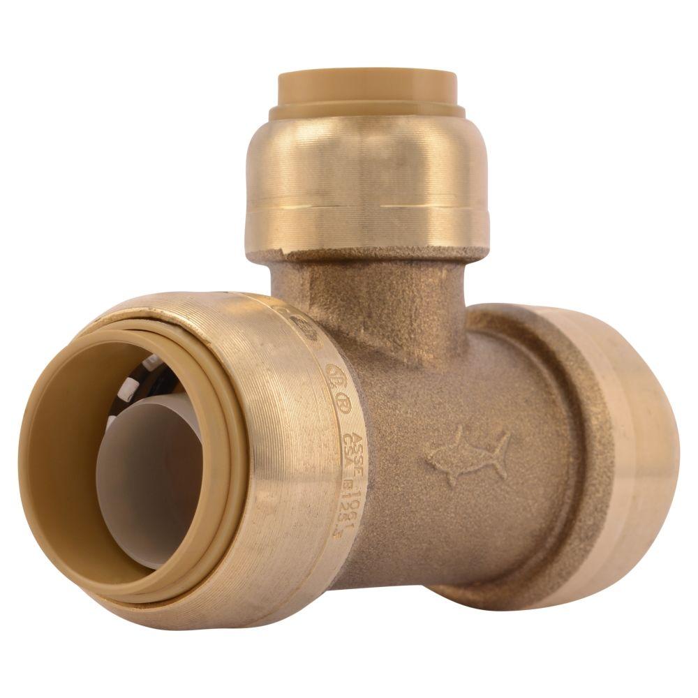 SharkBite 3/4 in. x 3/4 in. x 1/2 in. PushtoConnect Brass Reducer Tee FittingU412LFA The